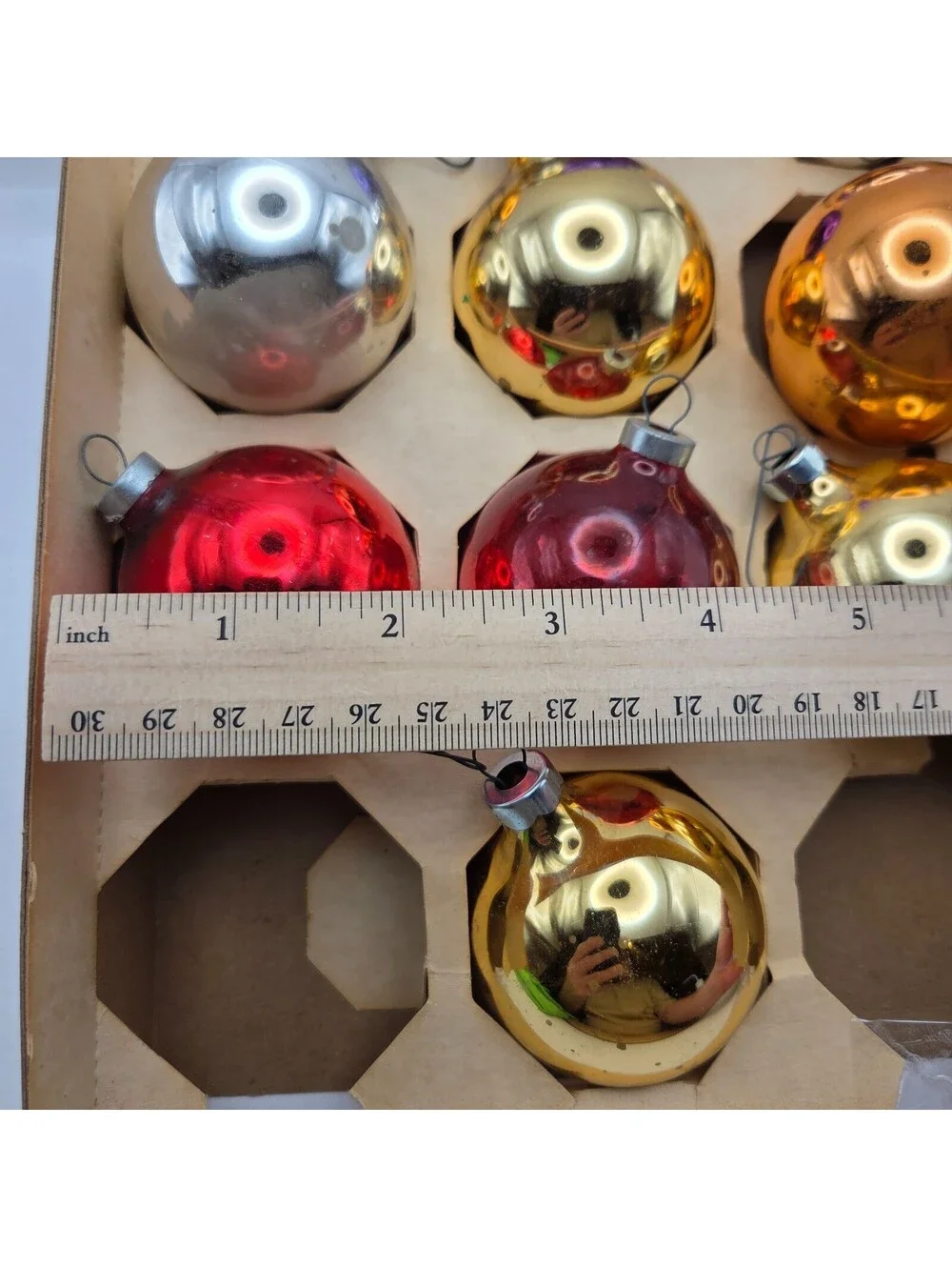 Vintage Multicolor Glass Christmas Ball Ornaments Lot of 10 2.5 Inch